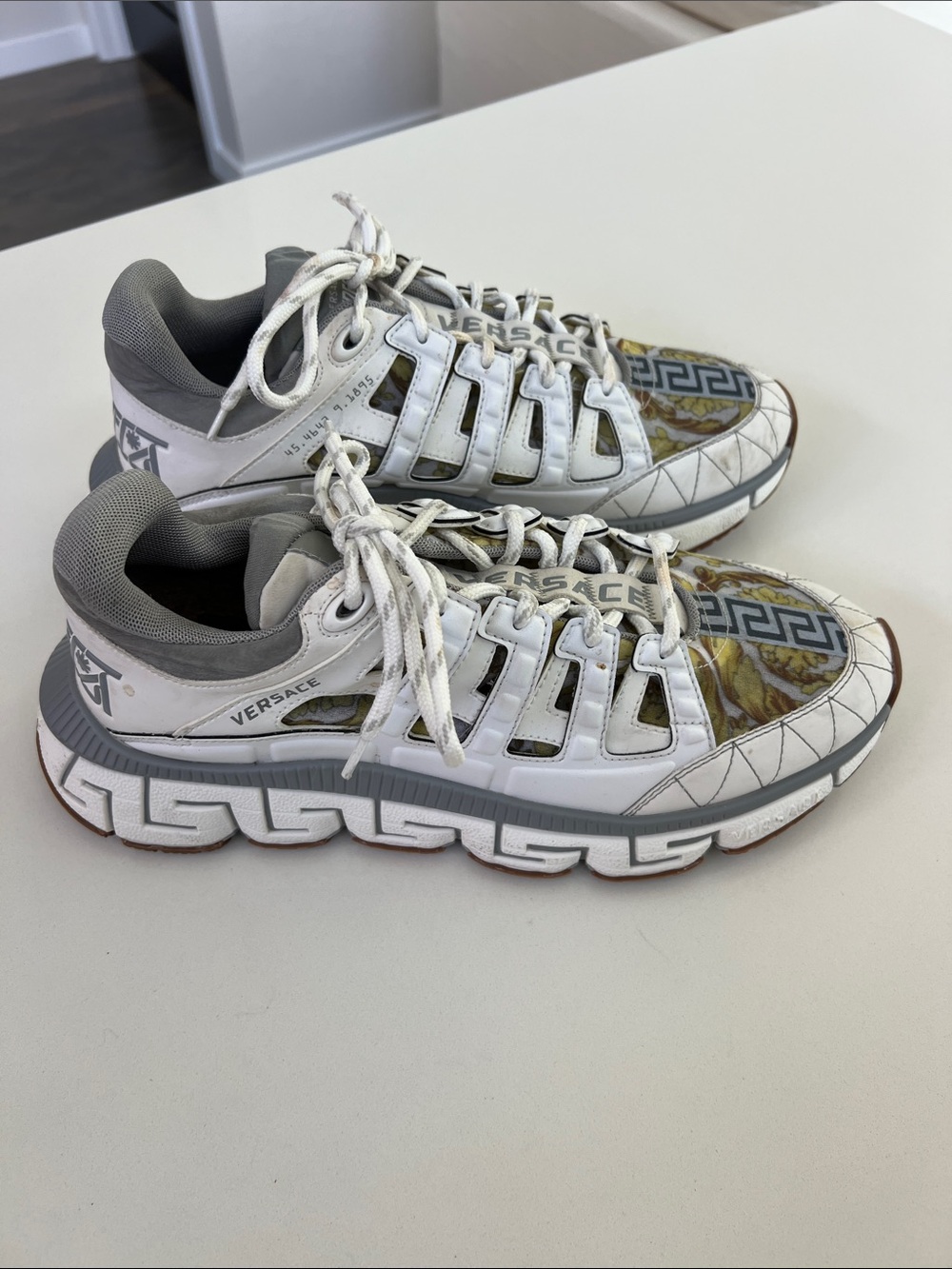 Versace trigreca barocco print white gray sneakers men’s size 42